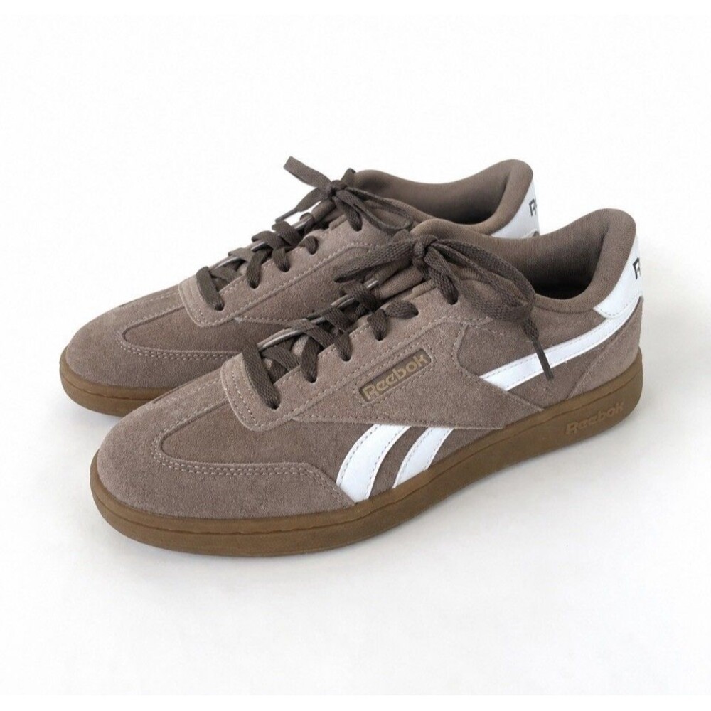 Reebok Women’s Size 8 Brown Taupe Suede Court Sneakers Gum Sole Shoes FF0092